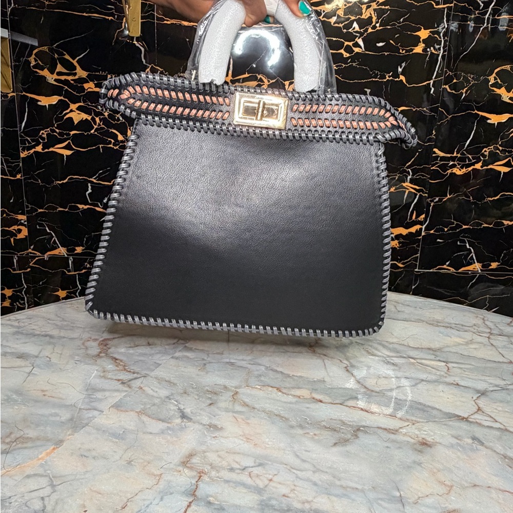Elegant Black and Gray Women's Handbag